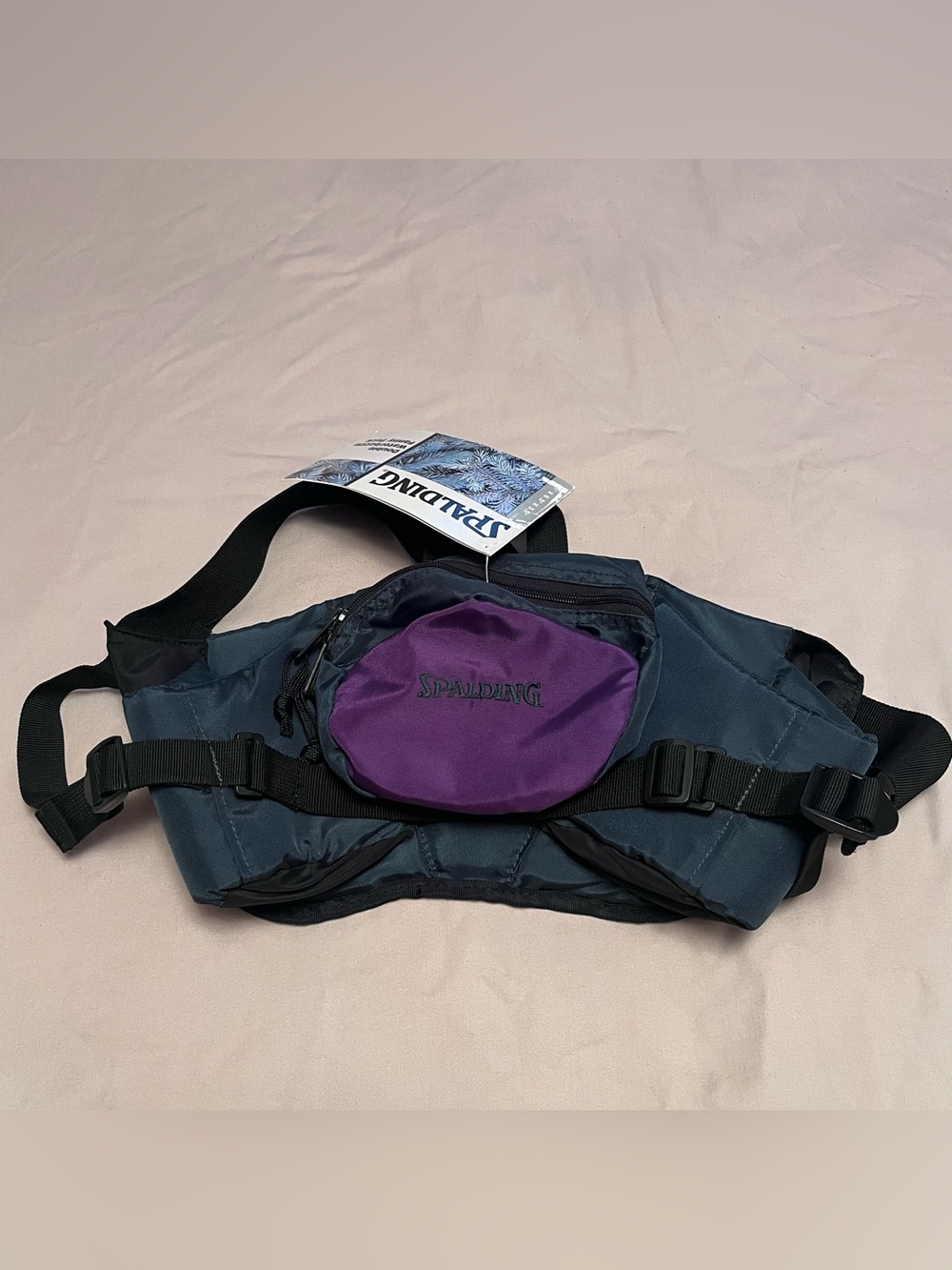 Vintage NWT Men’s Spalding Double Water Bottle Fanny Pack in Purple & Green